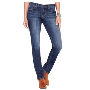 Lucky Brand Zoe Skinny Straight Leg Jeans Medium Wash Low Rise Distressed 14/32
